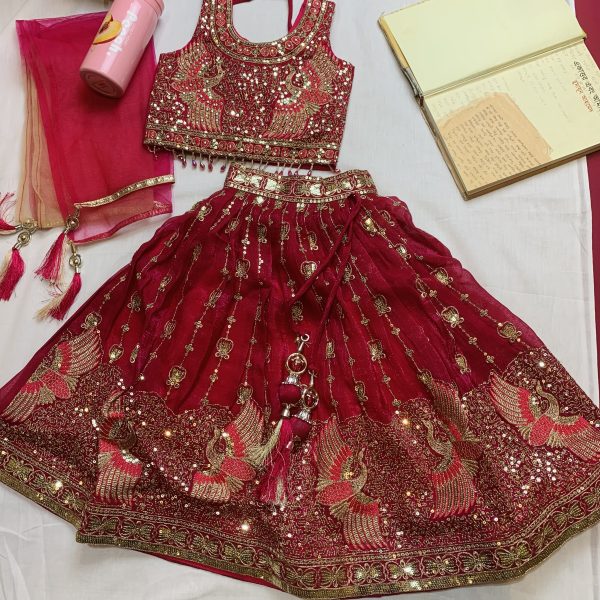 Original Indian Girls Lehenga Magenta design